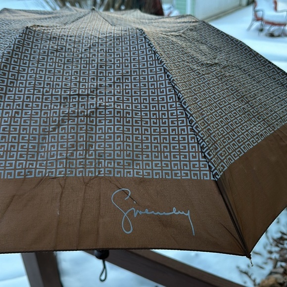 Givenchy Umbrella Spell Out All Over Logo One Touch Parasol Brown Vintage Retro - Picture 8 of 11